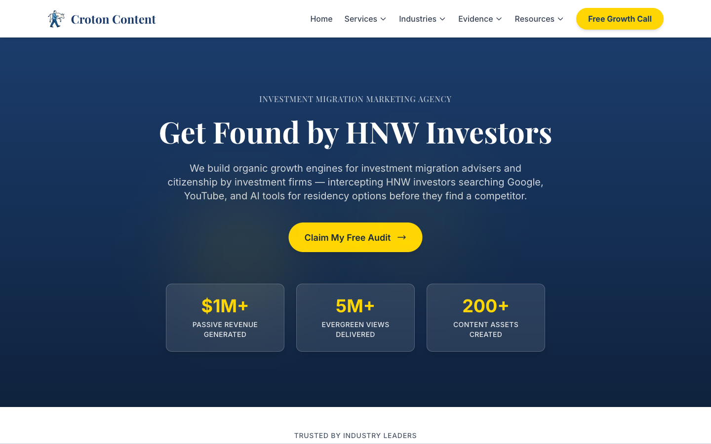 Hero of the Croton Content investment migration marketing page